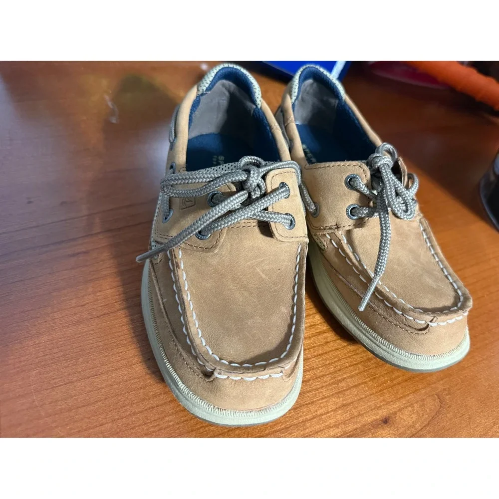 Sperry Top-Sider Kids Tan Leather Boat Shoes Loafers YB46122A Size 13.5M